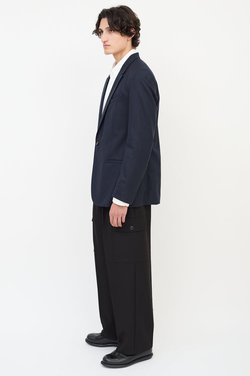 Maison Margiela Navy Wool Slip Welt Blazer