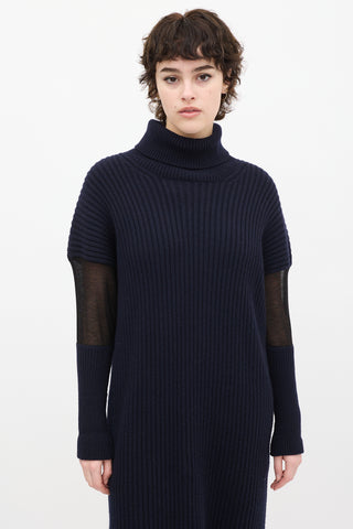 Maison Margiela Navy Wool knit 
Mesh Sweater Dress