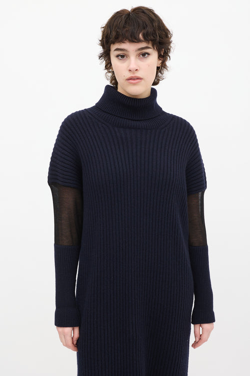 Maison Margiela Navy Wool knit 
Mesh Sweater Dress