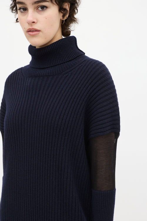 Maison Margiela Navy Wool knit 
Mesh Sweater Dress