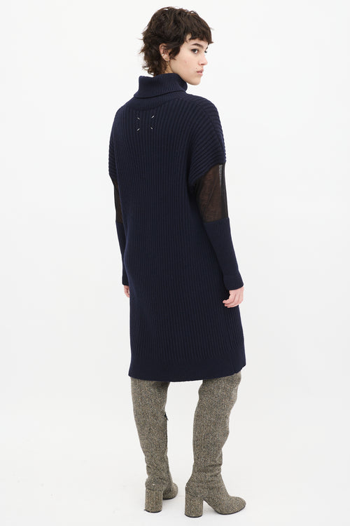 Maison Margiela Navy Wool knit 
Mesh Sweater Dress