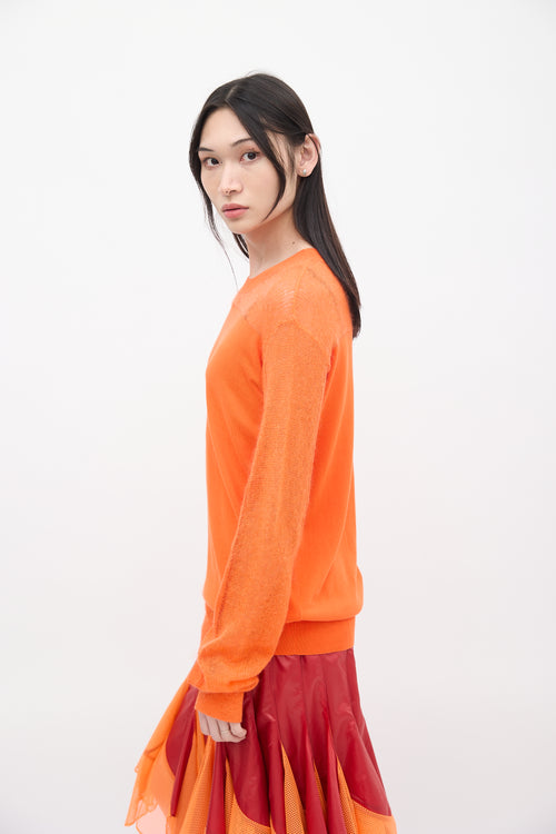 Maison Margiela Orange Cotton 
Mohair Panelled Sweater