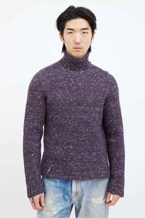 Purple Wool Speckled Knit Sweater