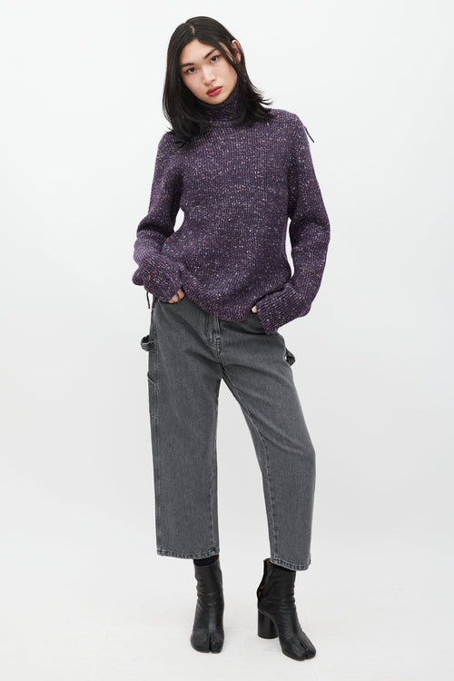 Maison Margiela Purple Wool Speckled Knit Sweater