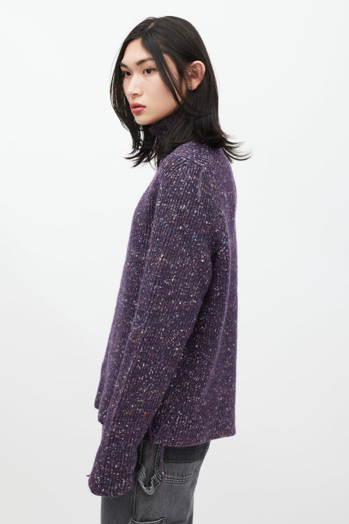 Maison Margiela Purple Wool Speckled Knit Sweater