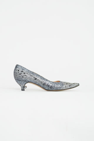 Maison Margiela Silver Glitter Pointed Toe Pump