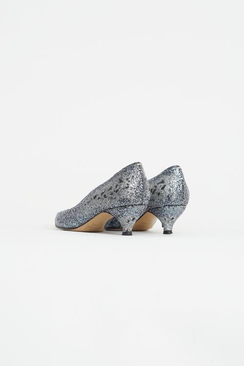 Maison Margiela Silver Glitter Pointed Toe Pump