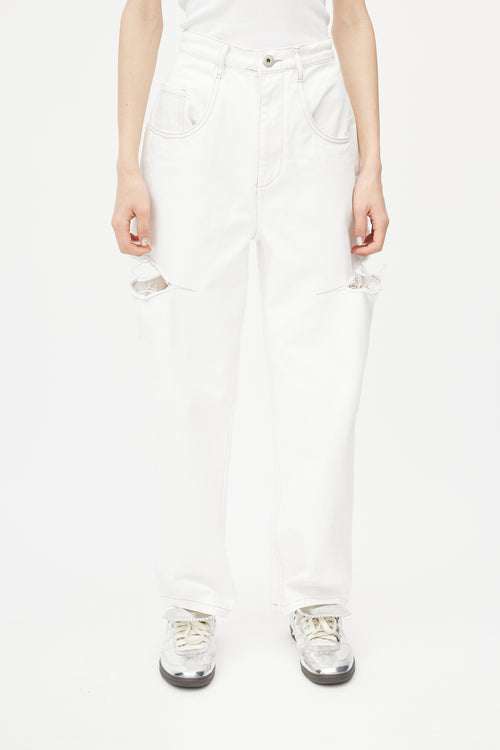 Maison Margiela White Denim Slash Jeans