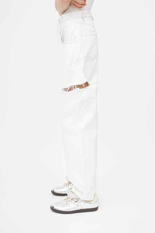 Maison Margiela White Denim Slash Jeans