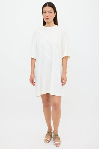 Maison Margiela White Raw Hem T-Shirt Dress