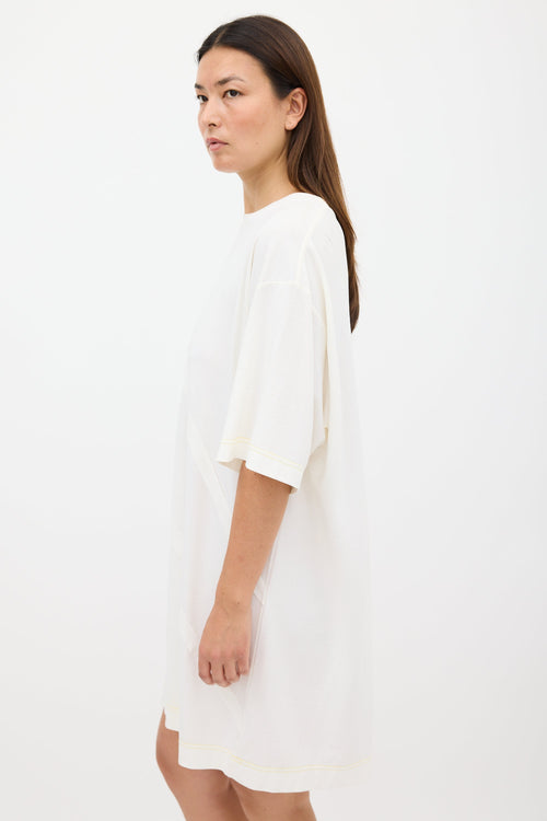 Maison Margiela White Raw Hem T-Shirt Dress