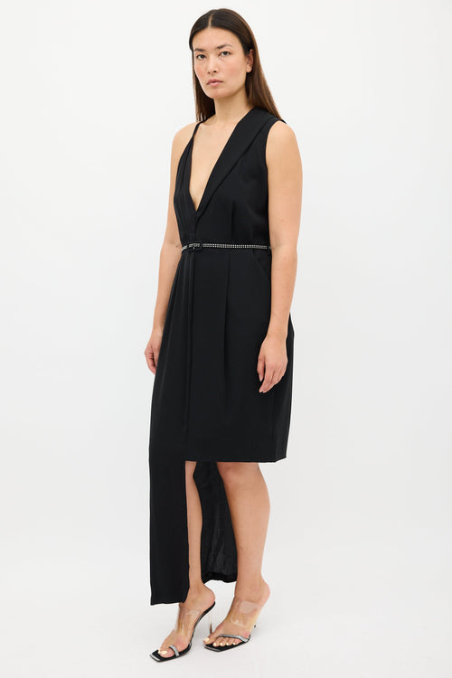 Maison Margiela X H&M Black Silk Asymmetrical Belted Dress