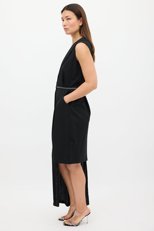 Maison Margiela X H&M Black Silk Asymmetrical Belted Dress