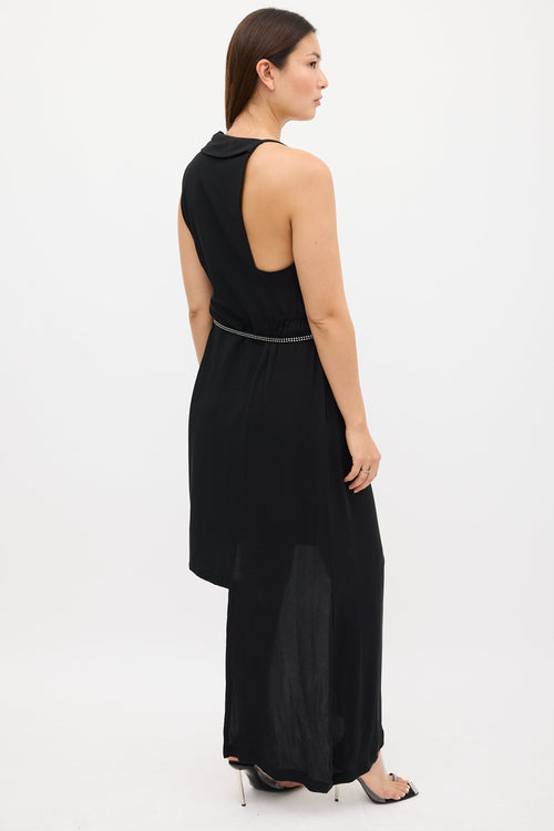 Maison Margiela X H&M Black Silk Asymmetrical Belted Dress