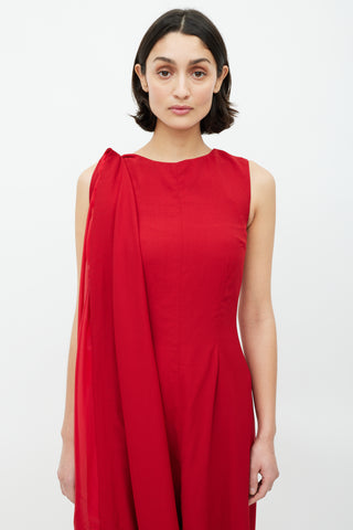 Maison Margiela X H&M Red Pleated Maxi Dress