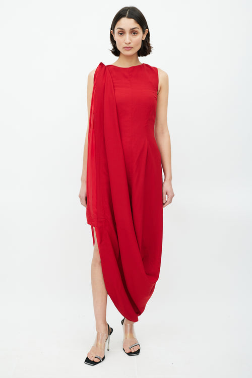 Maison Margiela X H&M Red Pleated Maxi Dress