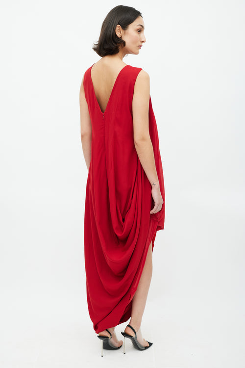 Maison Margiela X H&M Red Pleated Maxi Dress