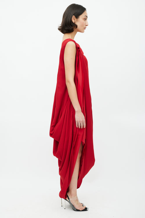 Maison Margiela X H&M Red Pleated Maxi Dress