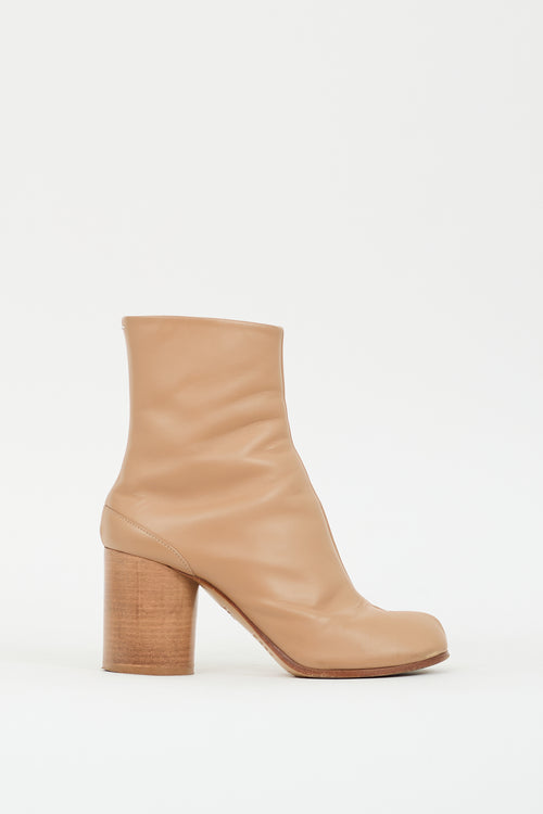 Maison Margiela Beige Leather Tabi Heeled Boot