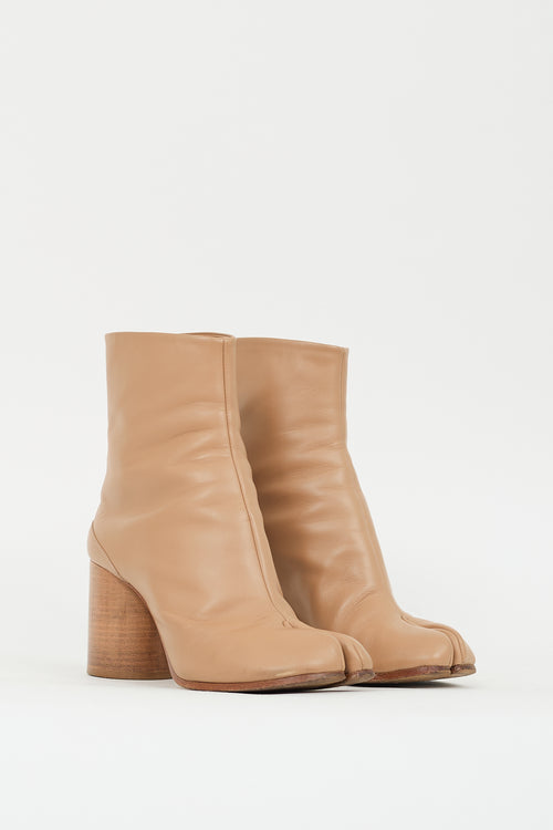 Maison Margiela Beige Leather Tabi Heeled Boot