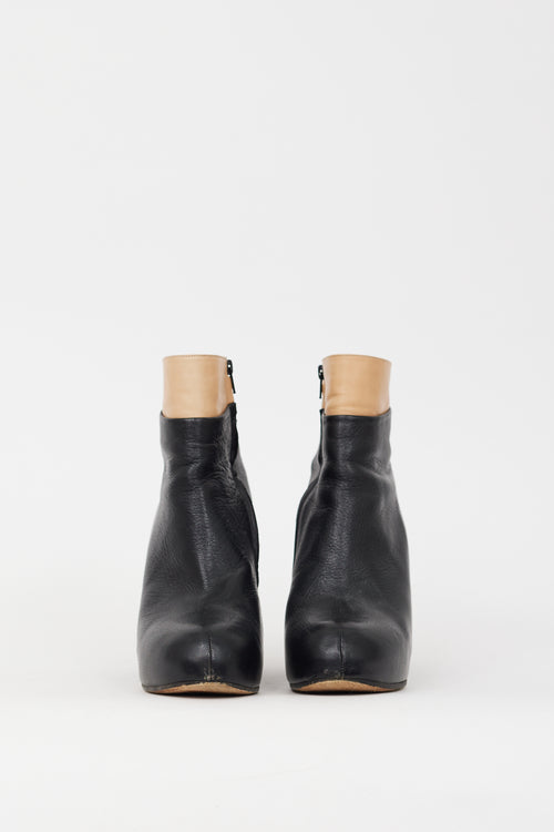 Maison Margiela Black 
Beige Leather Wedge Boot