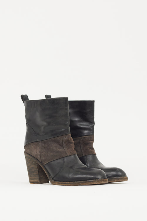 Maison Margiela Black 
Brown Leather Boot