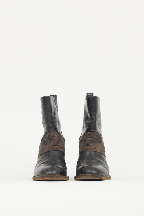 Maison Margiela Black 
Brown Leather Boot