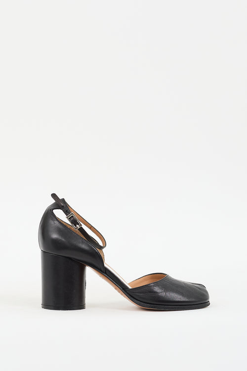 Maison Margiela Black Leather Tabi Decollete Mary Jane Pump