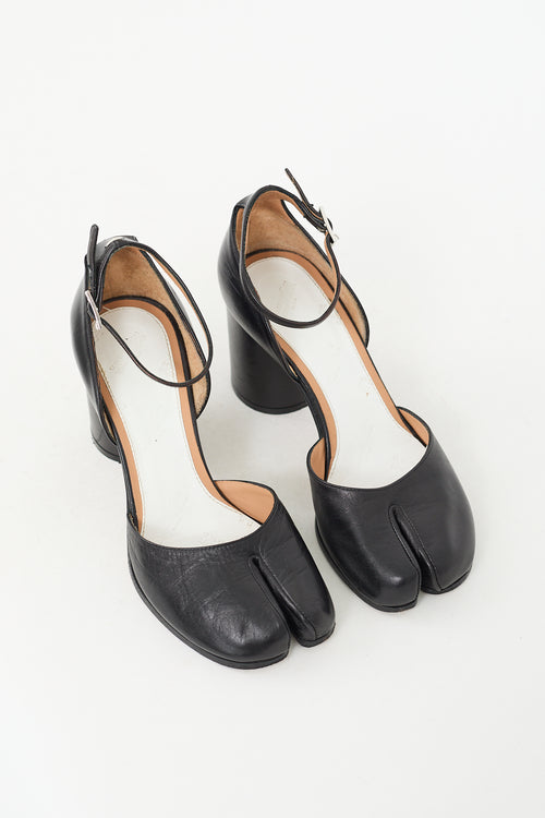 Maison Margiela Black Leather Tabi Decollete Mary Jane Pump