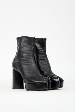 Maison Margiela Black Leather Platform Tabi Boot