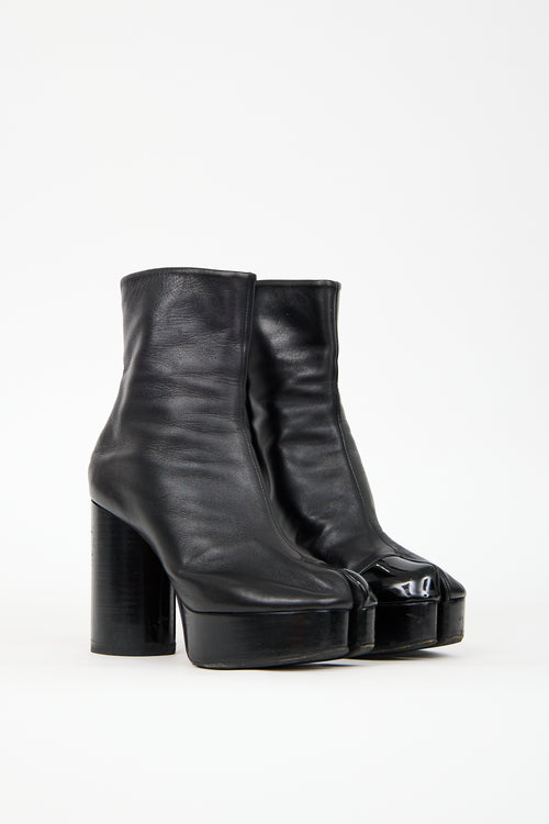 Maison Margiela Black Leather Platform Tabi Boot