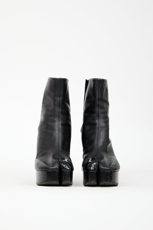 Maison Margiela Black Leather Platform Tabi Boot