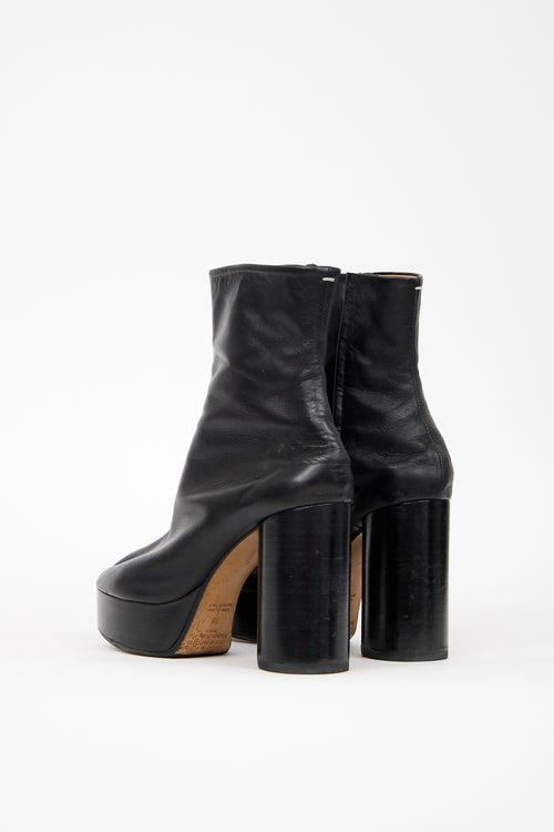 Maison Margiela Black Leather Platform Tabi Boot