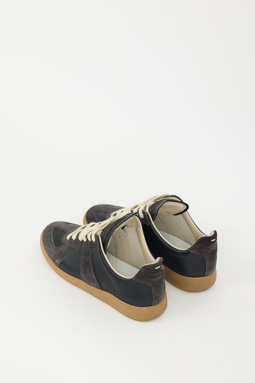 Maison Margiela Black 
Dark Grey Leather 
Suede Replica Sneaker