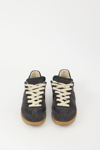 Maison Margiela Black 
Dark Grey Leather 
Suede Replica Sneaker