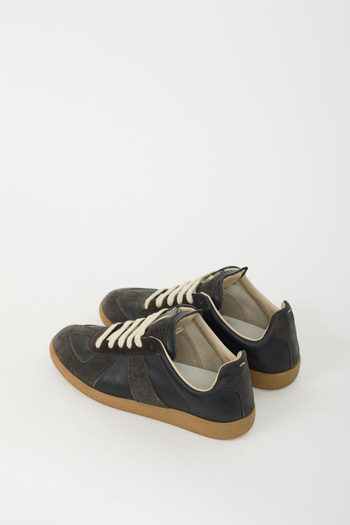 Maison Margiela Black Leather 
Dark Grey Suede Replica Sneaker