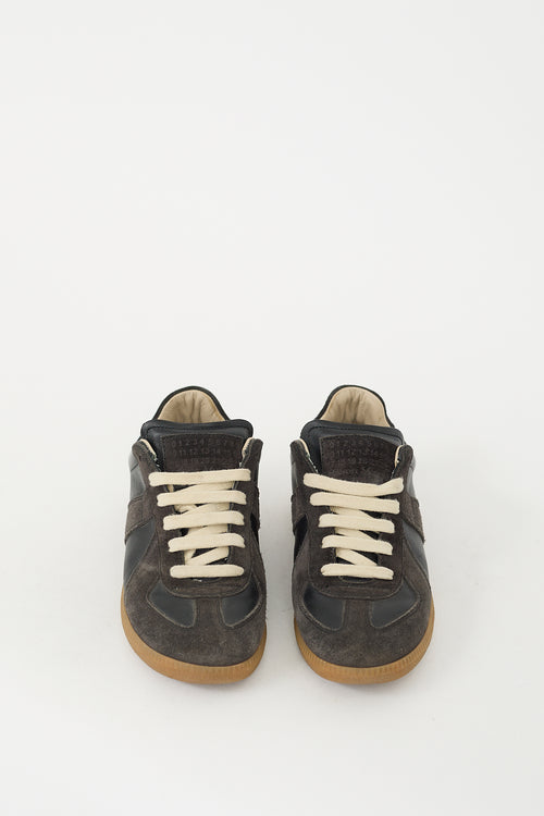 Maison Margiela Black Leather 
Dark Grey Suede Replica Sneaker