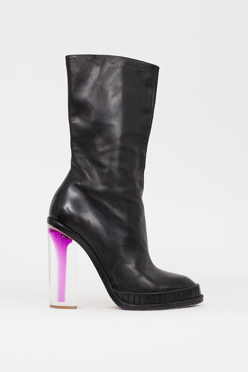 Maison Margiela Black 
Purple Leather 
Lucite Boot