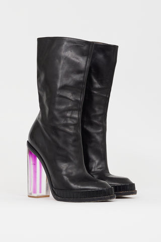 Maison Margiela Black 
Purple Leather 
Lucite Boot