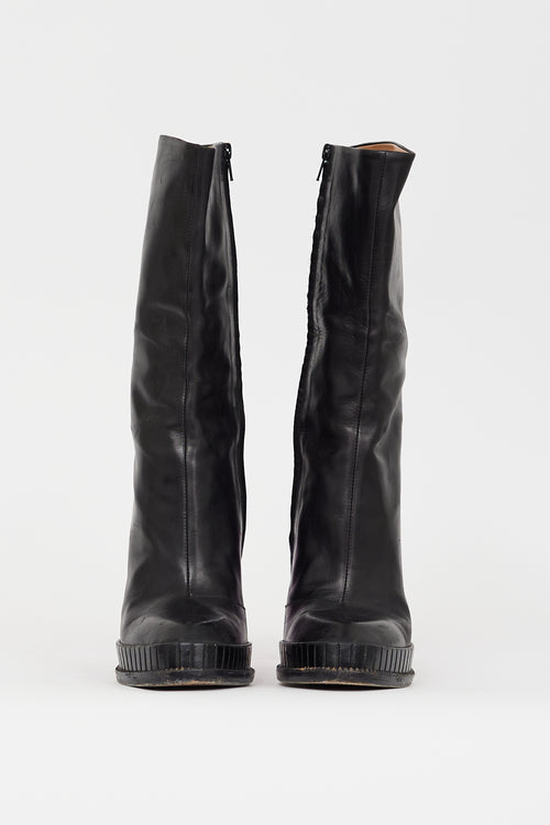 Maison Margiela Black 
Purple Leather 
Lucite Boot