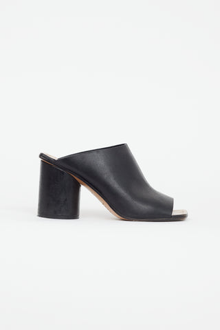 Maison Margiela Black Leather Cylinder Heeled Mule