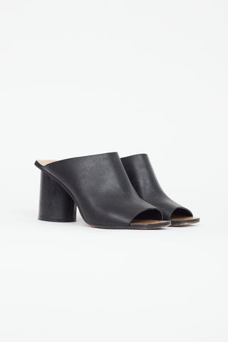 Maison Margiela Black Leather Cylinder Heeled Mule