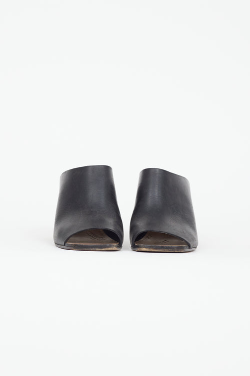 Maison Margiela Black Leather Cylinder Heeled Mule