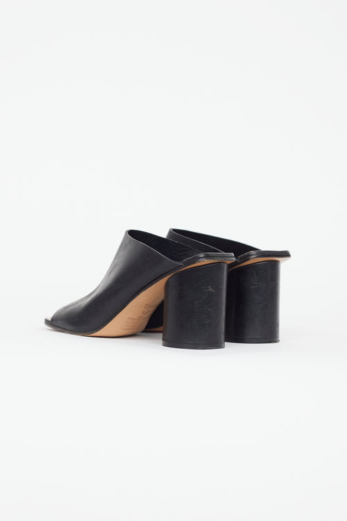 Maison Margiela Black Leather Cylinder Heeled Mule