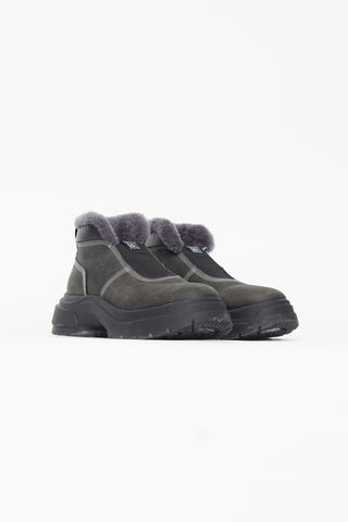 Maison Margiela Black Suede 
Shearling Ankle Boot