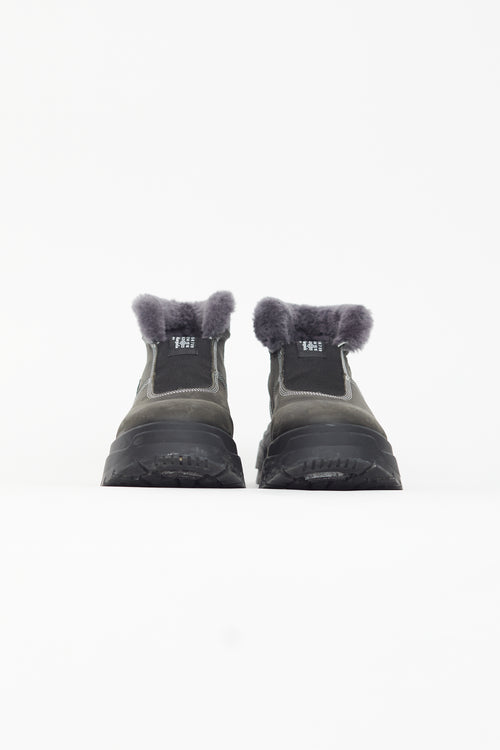 Maison Margiela Black Suede 
Shearling Ankle Boot