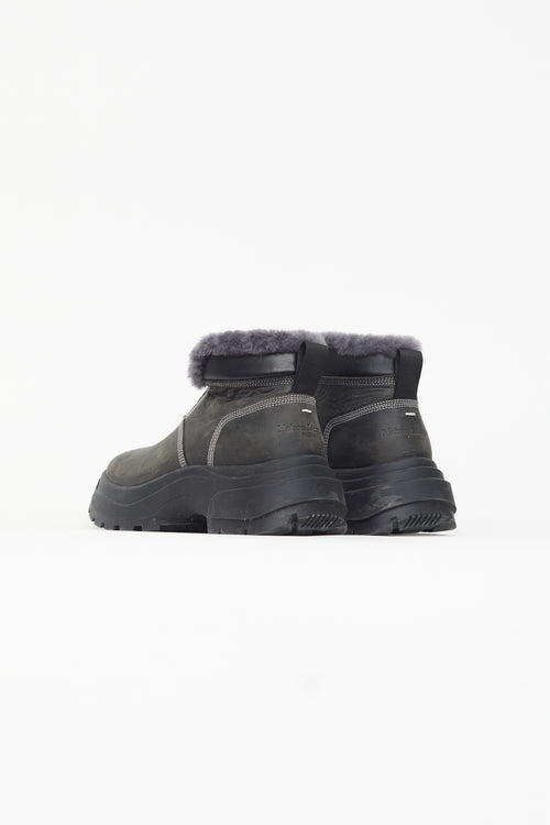 Maison Margiela Black Suede 
Shearling Ankle Boot