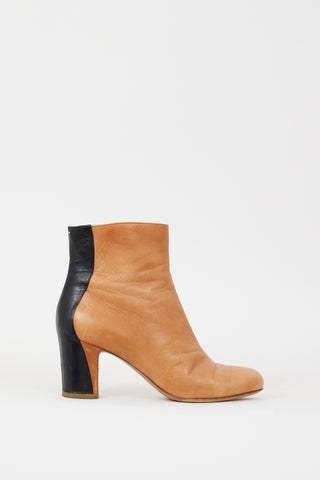 Maison Margiela Brown 
Black Leather Zipped Ankle Boot