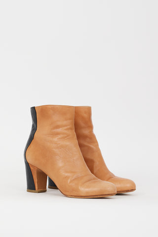 Maison Margiela Brown 
Black Leather Zipped Ankle Boot