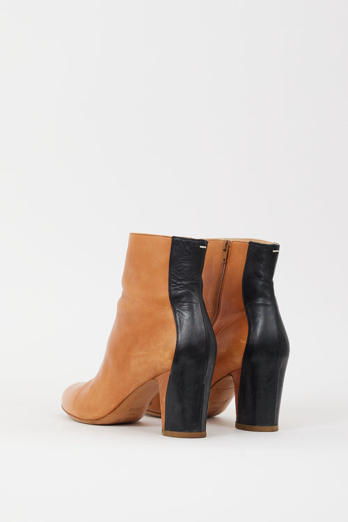 Maison Margiela Brown 
Black Leather Zipped Ankle Boot